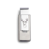 Stainless Steel PVD Finish Flip Money Clip w/Deer Head